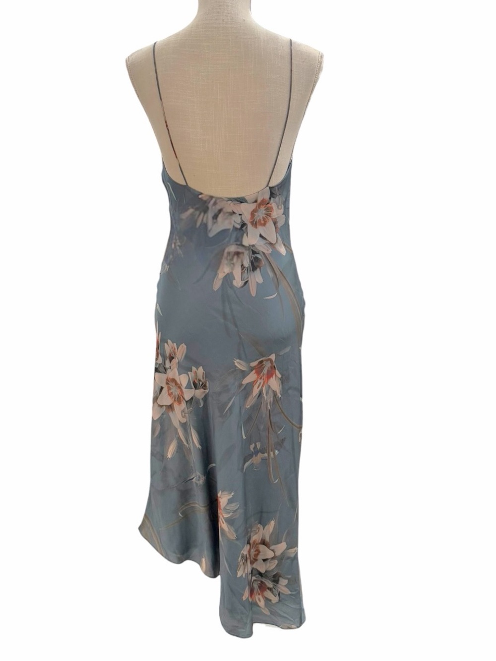 AllSaints Alexia Kuroyuri Blue Floral Silk Blend Midi Dress Size 4 - Picture 11 of 16